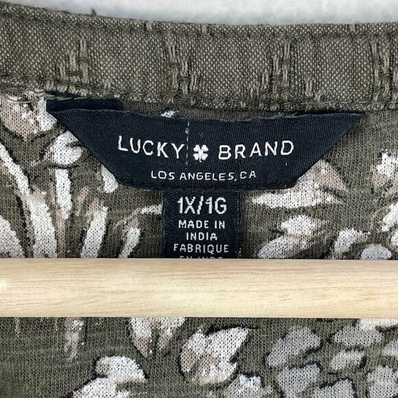 Lucky Brand Womens Plus 1X Floral Embroidered Blouse Boho Long Sleeve Shirt Top - Picture 3 of 10